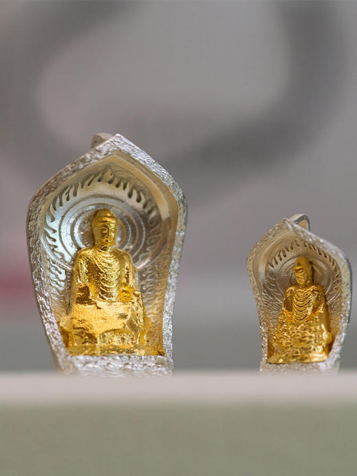 鹿鸣中式｜金嵌银卢舍那大佛吊坠 商品图1