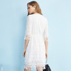欧芮儿欧芮儿 2018夏收腰镂空流苏V领白色蕾丝连衣裙女中长款 商品缩略图2