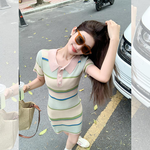 <曾小咸推荐> 【夏日女友】彩色条纹连衣裙 商品图0