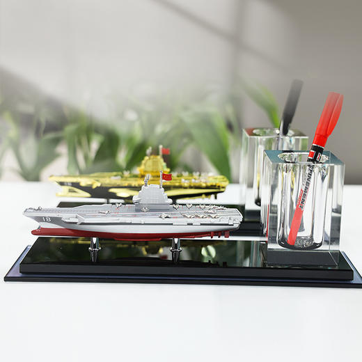 【福建舰模型水晶笔筒】福建舰金属模型水晶笔筒摆件等比例仿真rz 商品图2