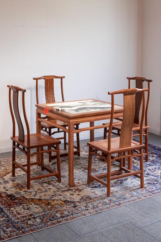 红桥红  家具严选  缅甸花梨（大果紫檀）【石面 88 马蹄腿带束腰 休闲桌 五件套】 商品图0