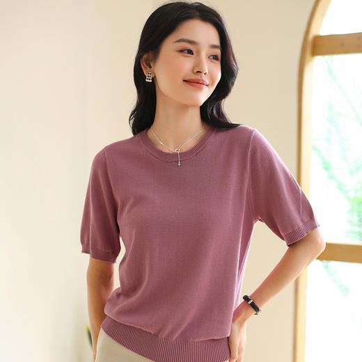 纤束马简约百搭圆领短袖T恤 YRT-705 商品图4