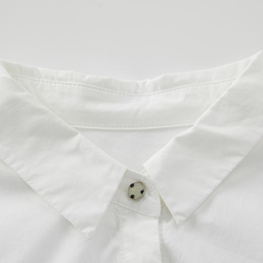 谜底白色连衣裙短袖2024夏季新品通勤风时髦拼接中长裙242ML0570 商品图3