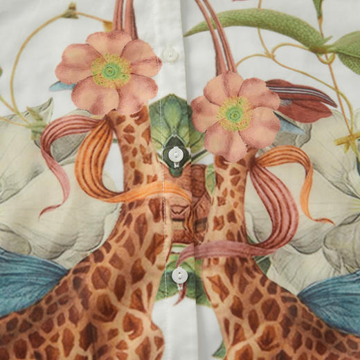 谜底印花衬衫七分袖女2024年夏款复古文艺原创拼接衬衣242MC0686 商品图3