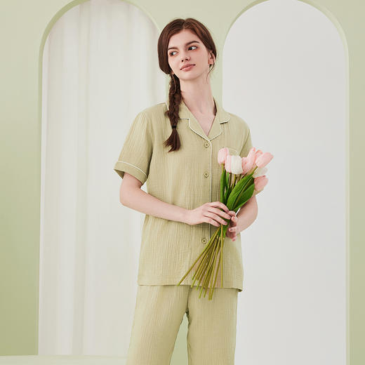 【夏季情侣款|全棉双层绉纱家居服睡衣| A类面料 】100%新疆长绒棉 非常的软哦！ 商品图2