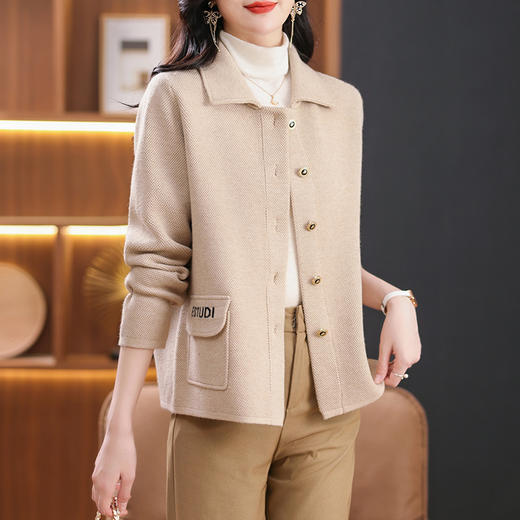 新款翻领毛衣针织开衫二八月外搭CC-5862 商品图0