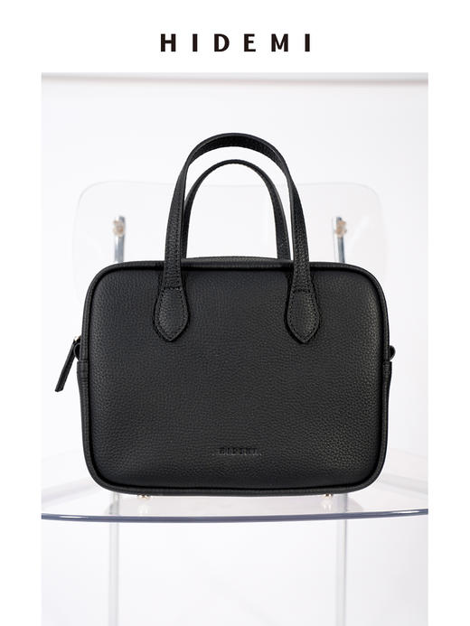 HIDEMI进口荔枝牛皮togo皮波士顿可拆卸多功能斜跨手提包小号 商品图8