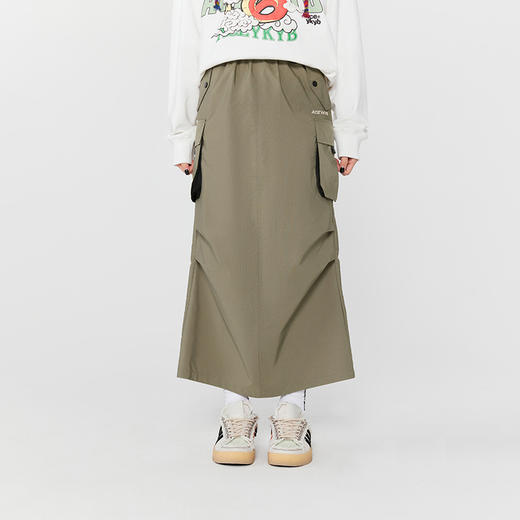 YKYB黄子韬复古bella机能半身裙女2025春季新款撞色中长款工装裙 商品图1