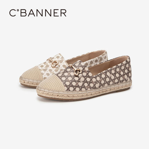 千百度编织圆头渔夫鞋女春季休闲鞋平底鞋单鞋A24160115 商品图1