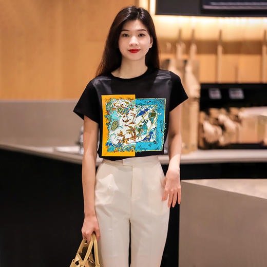 Avann印花缎面拼接丝光棉短袖 商品图11