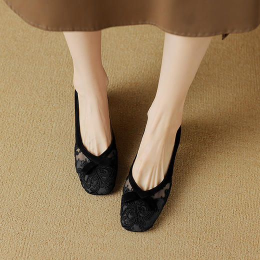 网纱拼接，包头后空粗跟凉鞋BXJ&403-1 商品图10