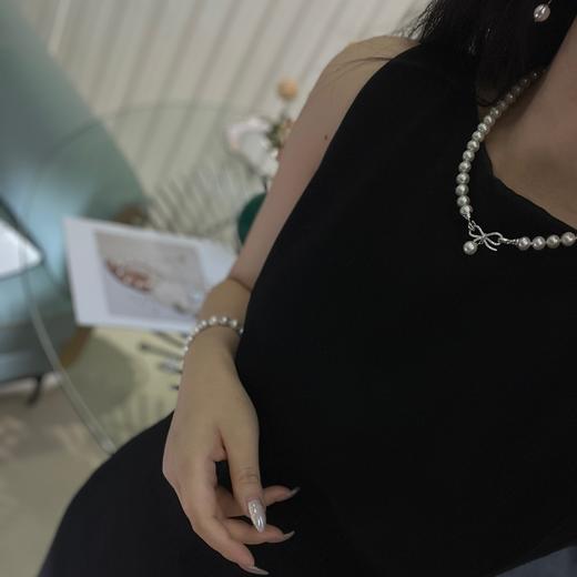 【预售3-5天】甄珠贝 母亲节项链 品质很不错，强光，基本无暇，微生长痕迹，圆度很好饱满，8mm左右的尺寸，非常适合妈妈们佩戴的经典大小 蝴蝶结可脱卸 商品图12