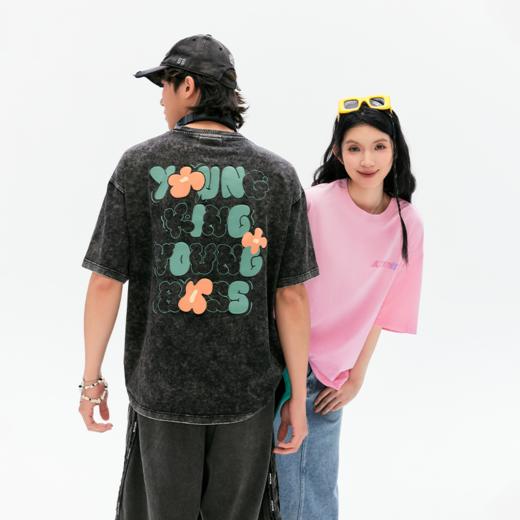 YKYB黄子韬印花T恤夏纯棉新款水洗重磅宽松美式街头潮流复古短袖 商品图0