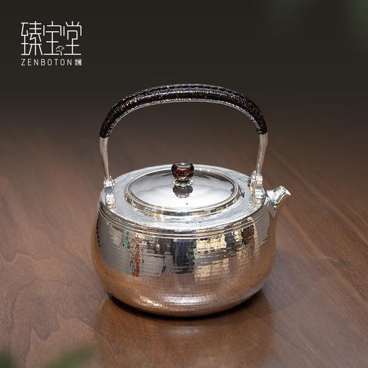 【样品特惠7折，仅1件，无货退款】臻宝堂银壶足银一张打禅定壶999纯银烧水壶纯手工锤纹煮水壶纯手工茶具 禅定壶 容量约 1300ml 重约625克 商品图1