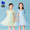 迷你巴拉女童A字连衣裙宝宝飘逸网纱泡泡袖高腰公主裙夏季 商品缩略图0