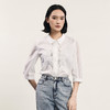 谜底白衬衫七分袖女2024年夏季新品通勤风提花宽松衬衣242MC0668 商品缩略图0