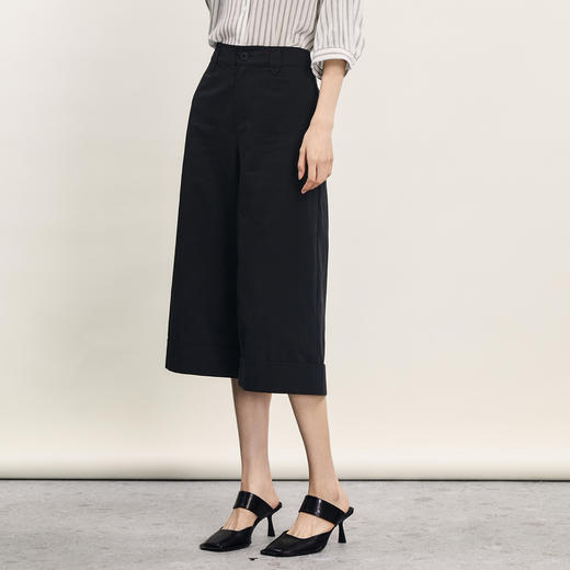 谜底七分阔腿裤女2024年夏季新品通勤风高腰百搭休闲裤242MK0642 商品图1