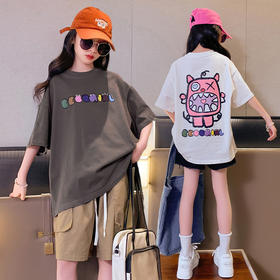 【时尚靓色，经典潮搭！】女童短袖T恤纯棉夏季新款休闲儿童，洋气女孩时尚中大童半袖t上衣潮-lm！