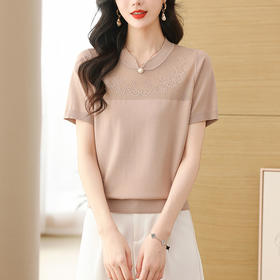 中式冰丝针织衫短袖t恤，洋气国风上衣小衫CC-101-9631