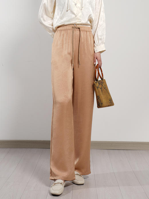 AVANN新国风缎面提花阔腿裤9083 商品图3