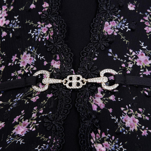 PF810斯尔丽24新款开衫式假两件法式小碎花飘逸垂坠收腰大长腿连衣裙 商品图5