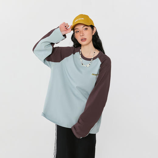 YKYB黄子韬长袖T恤国潮牌ins休闲美式街头复古撞色插肩袖宽松上衣 商品图2