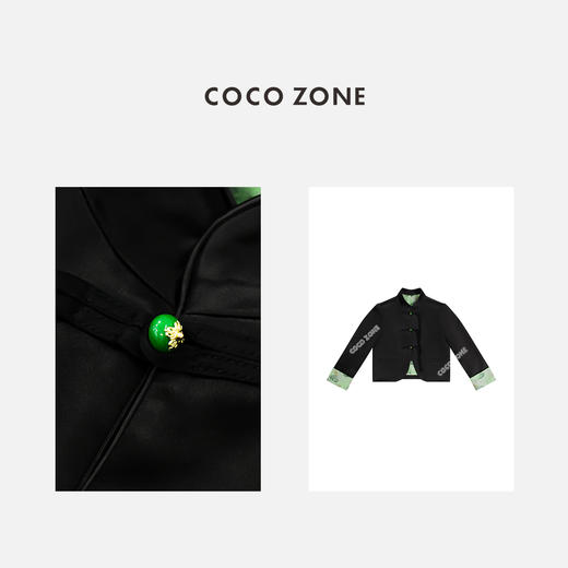 COCO ZONE2024新中式国风盘扣外套撞色拼接立领上衣CC1A0493 商品图1