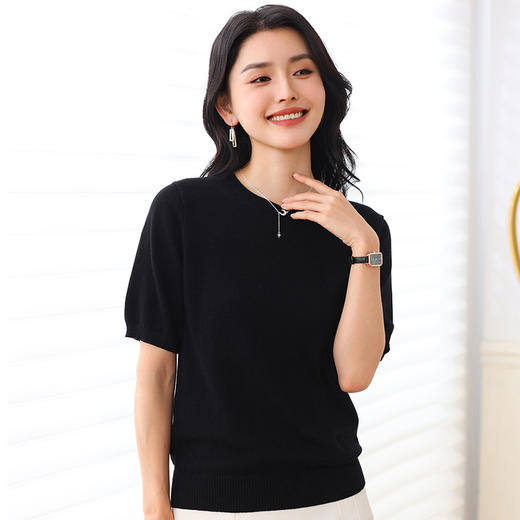 纤束马简约百搭圆领短袖T恤 YRT-705 商品图9
