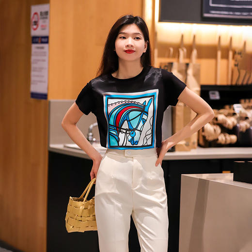 Avann印花缎面拼接丝光棉短袖 商品图12