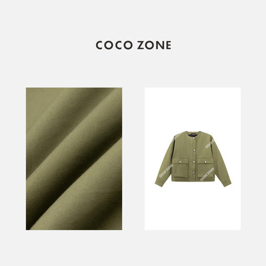 COCO ZONE2024时尚大口袋工装外套早春圆领单排扣上衣CC1A0536 商品图2