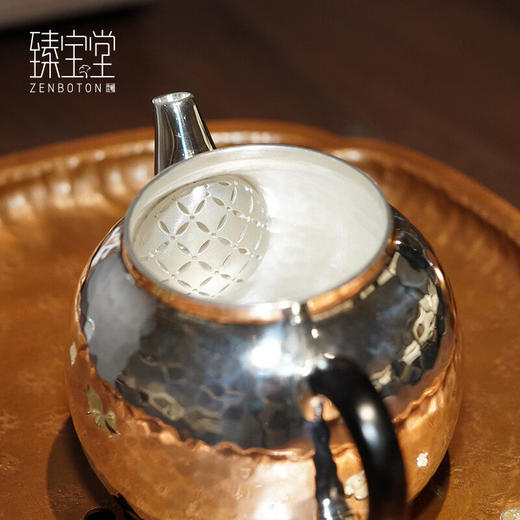 臻宝堂银壶999纯银泡茶壶足银纯手工锤纹经典匏尊小壶茶道家用高端茶具 匏尊(经典款) 容量约 150ml 重约118g 商品图2