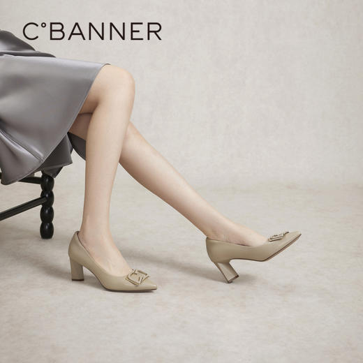 【静音系列】千百度双C拥抱粗高跟鞋春季通勤法式单鞋女A24171659 商品图4