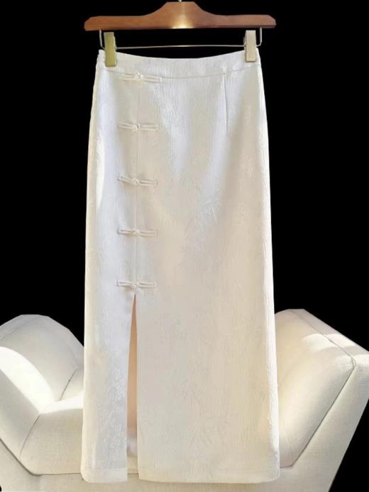 黑色改良新中式国风盘扣包臀裙秋冬新款复古提花高腰显瘦半身裙女_ym 商品图6