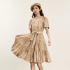 谜底荷叶边连衣裙2024夏季新品复古文艺风中长裙配腰带242ML0564 商品缩略图1