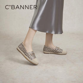 千百度编织圆头渔夫鞋女春季休闲鞋平底鞋单鞋A24160115