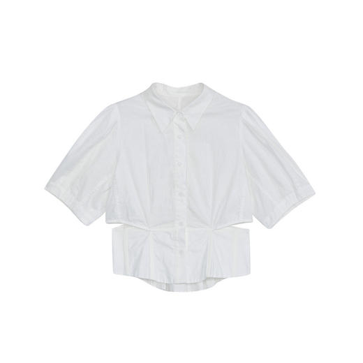 谜底白衬衫短袖女2024夏季新品通勤风设计感泡泡袖衬衣242MC0640 商品图4