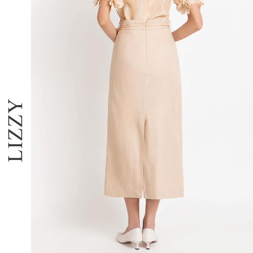 LIZZY优雅文艺范知性通勤修身显瘦半身裙{配立体花腰带}7988 商品图1