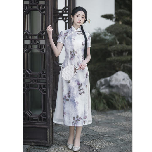 民族风长款改良奥黛旗袍裙2024春夏新款年轻少女款锦棉JX373267 商品图3