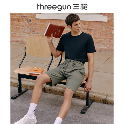 Threegun三枪 【麻感珠地】男士休闲短裤-50645B011 商品图5
