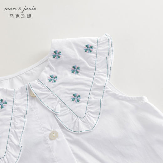 马克珍妮2024年夏装新款女童复古绣花翻领短袖衬衫240599 商品图4