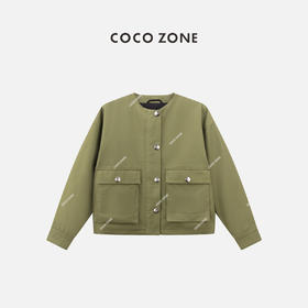 COCO ZONE2024时尚大口袋工装外套早春圆领单排扣上衣CC1A0536