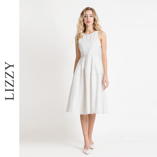 LIZZY时尚简约双明线减龄优雅无袖赫本风牛仔连衣裙8035 商品图2
