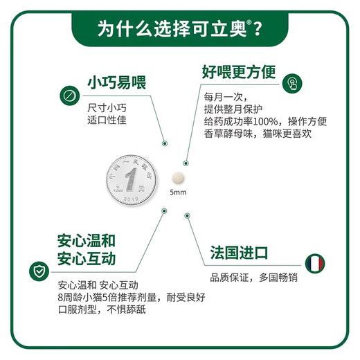 可立奥猫咪用口服外驱咀嚼片法国进口口服驱虫药猫猫宠物蜱虫跳蚤 商品图2