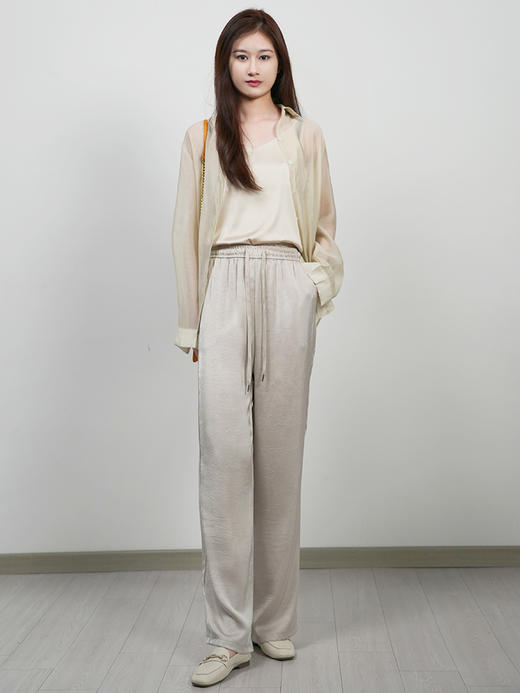 AVANN新国风缎面提花阔腿裤9083 商品图2