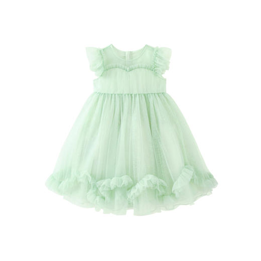 迷你巴拉女童A字连衣裙宝宝飘逸网纱小飞袖高腰甜美公主裙 商品图4