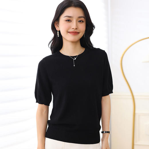纤束马简约百搭圆领短袖T恤 YRT-705 商品图8