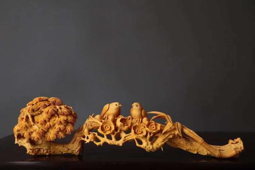 精雕岁寒三友如意°黄杨摆件 商品图0