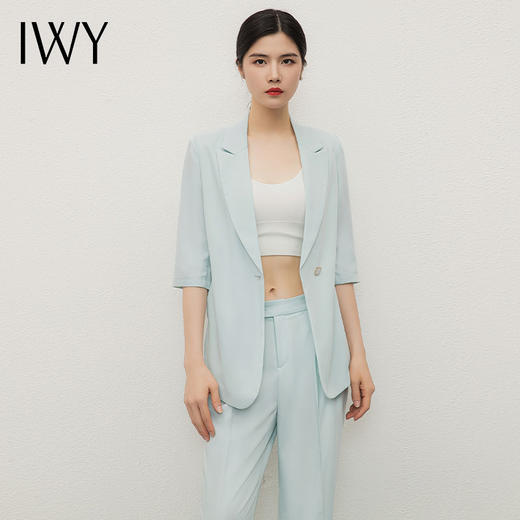 IWY/浅水绿西装套装女时尚休闲总裁职业正装气质美容院上班工作服C13512+P33512 商品图4
