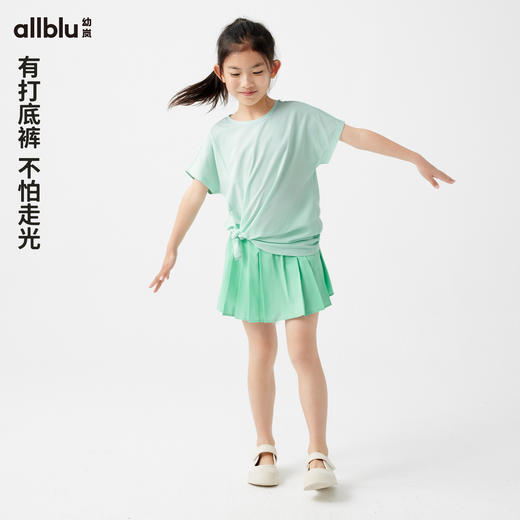 【8月焕新-闪亮铠甲】幼岚「薄荷皮」马面网球裙凉感透气新中式儿童半身裙ZY 商品图1