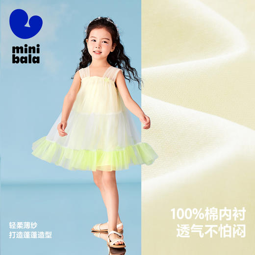 迷你巴拉女童连衣裙夏纯棉甜美海洋风网纱蓬蓬裙宽松时髦百搭 商品图2